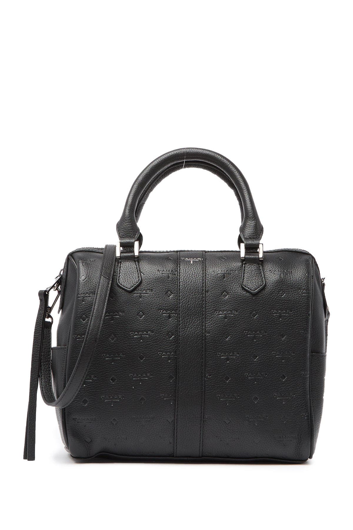 T Tahari Logo Leather Satchel, Alternate, color, 