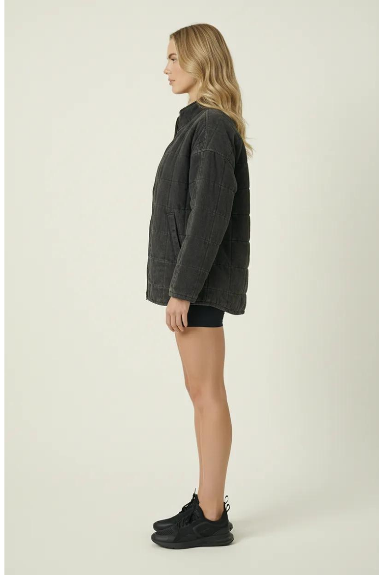 Quilted Fleece Long Sleeve Jacket, Alternate, color, Charcoal Grey