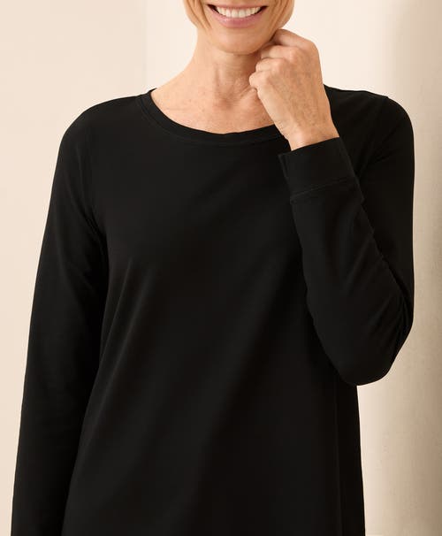 Pact Luxe Stretch Jersey Swing Long Sleeve Tee In Black