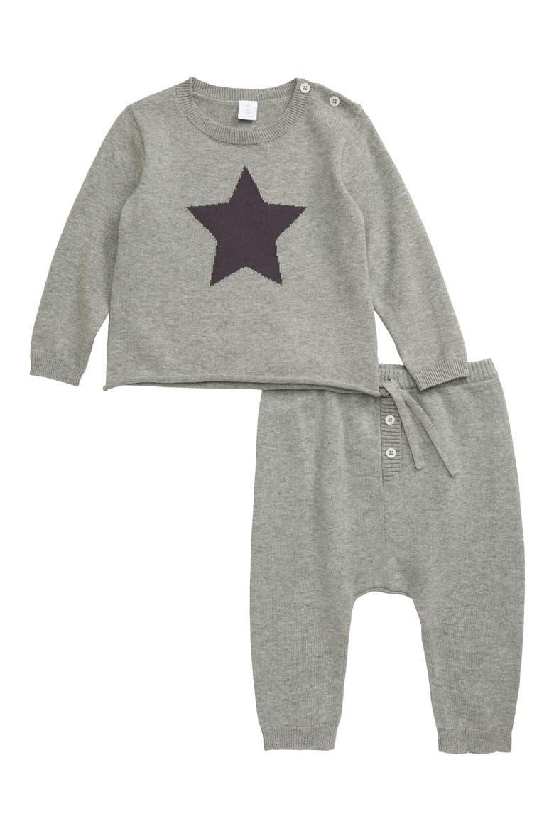 Star Intarsia Pullover & Pants Set, Main, color, GREY MEDIUM HEATHER STAR