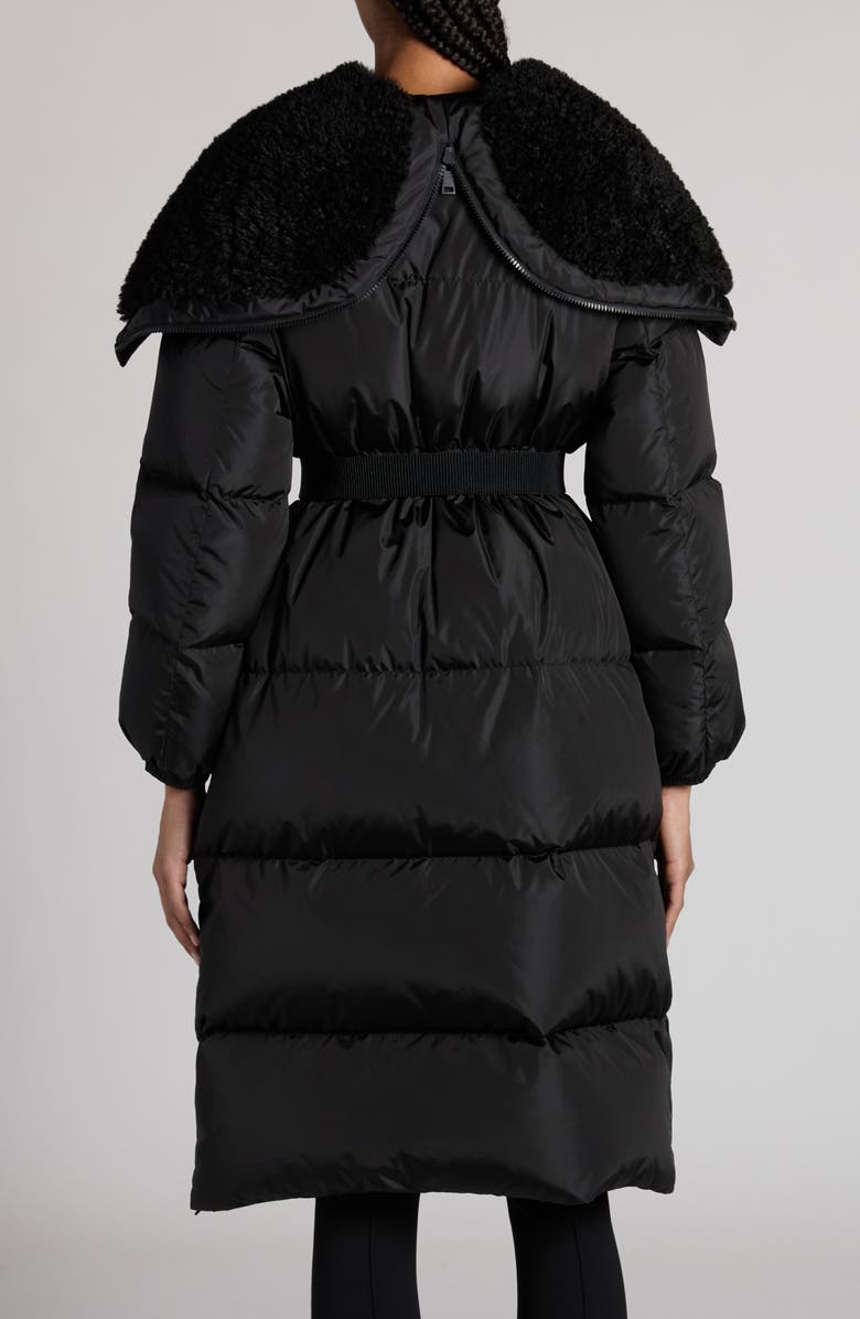 Moncler Bruneaux Down Coat with Faux Shearling Trim, Alternate, color,