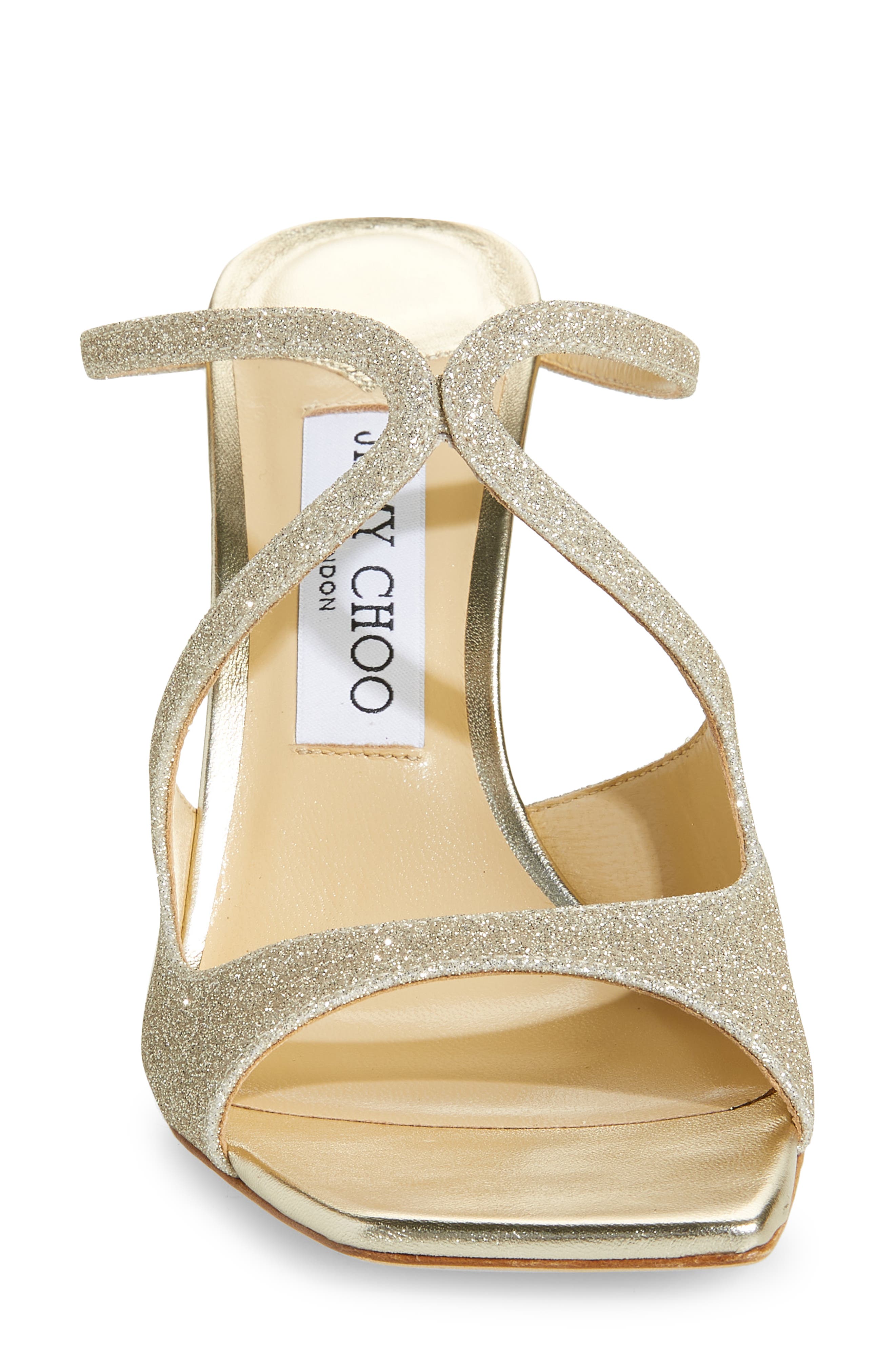Jimmy Choo Anise Glitter Strappy Sandal, Alternate, color, Platinum Ice
