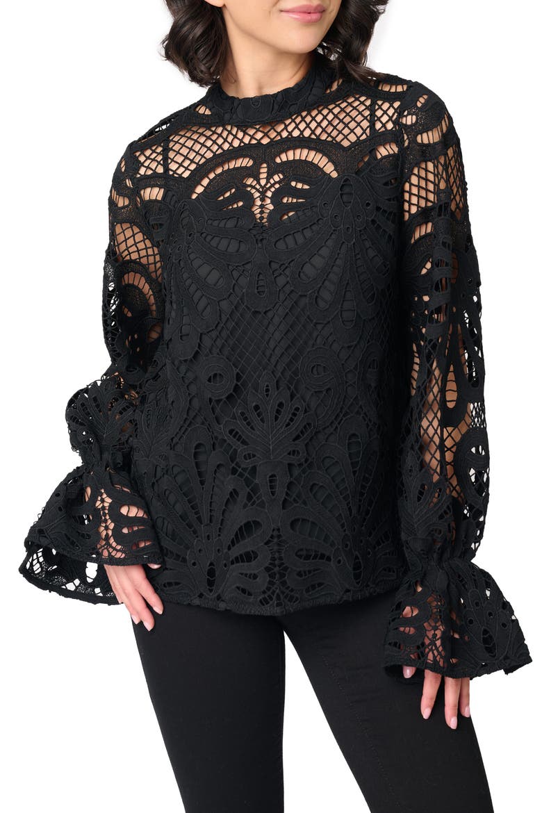 Lovely in Lace Top, Main, color, BLACK