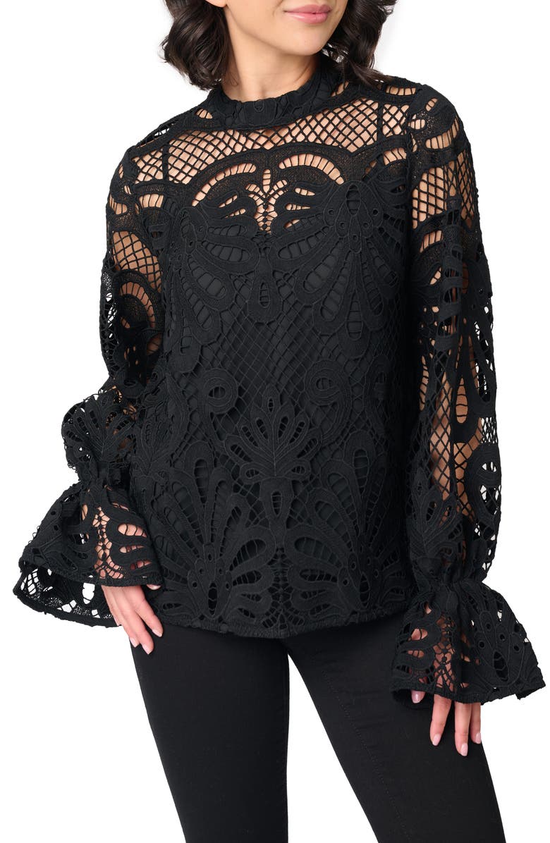 GIBSONLOOK Lovely in Lace Top, Main, color, Black