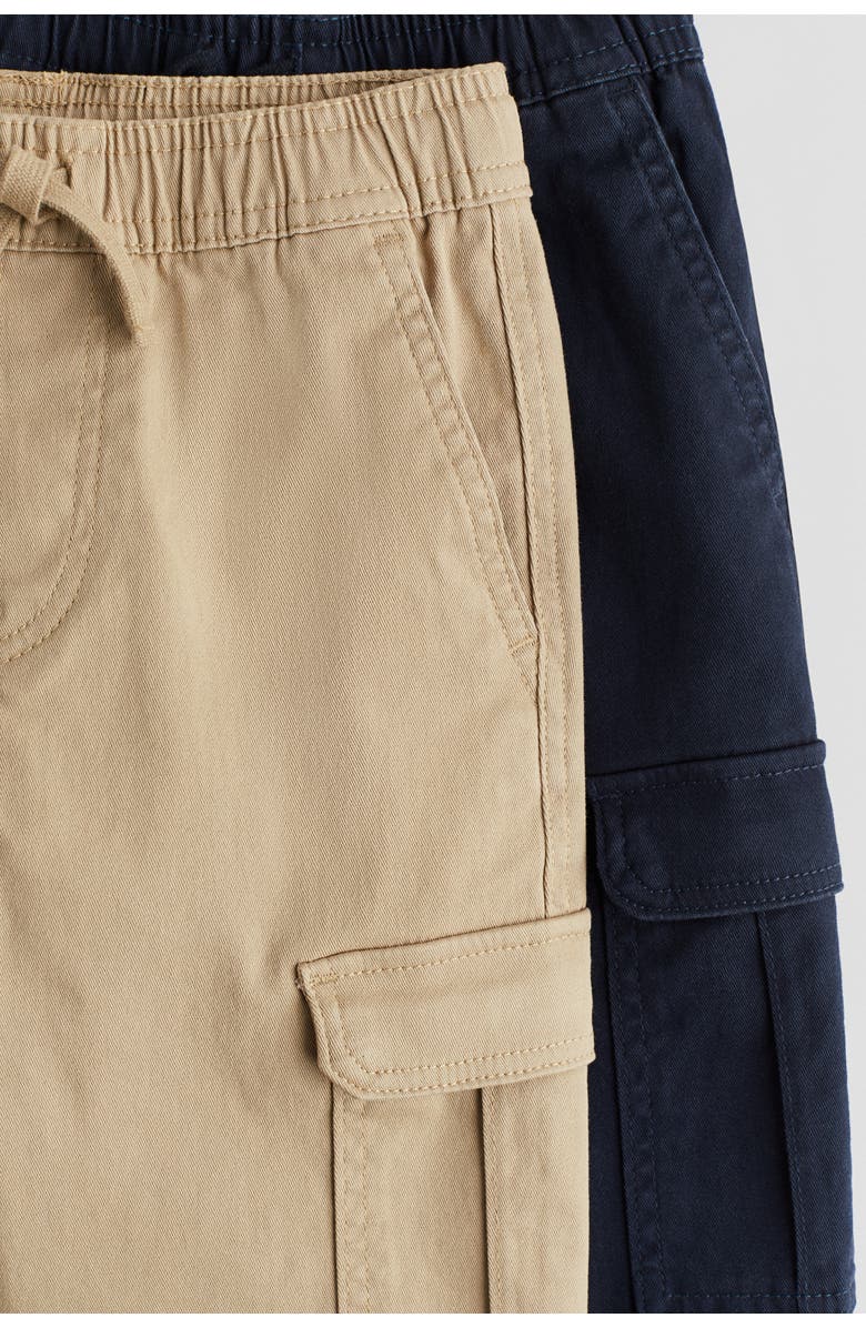 H&M 2-pack Cargo Trousers, Alternate, color, Beige/Navy Blue
