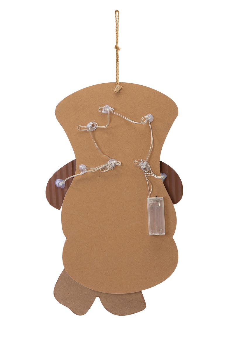 19"H Lighted 3D Wooden Metal Snowman Wall Decor, Alternate, color, Red