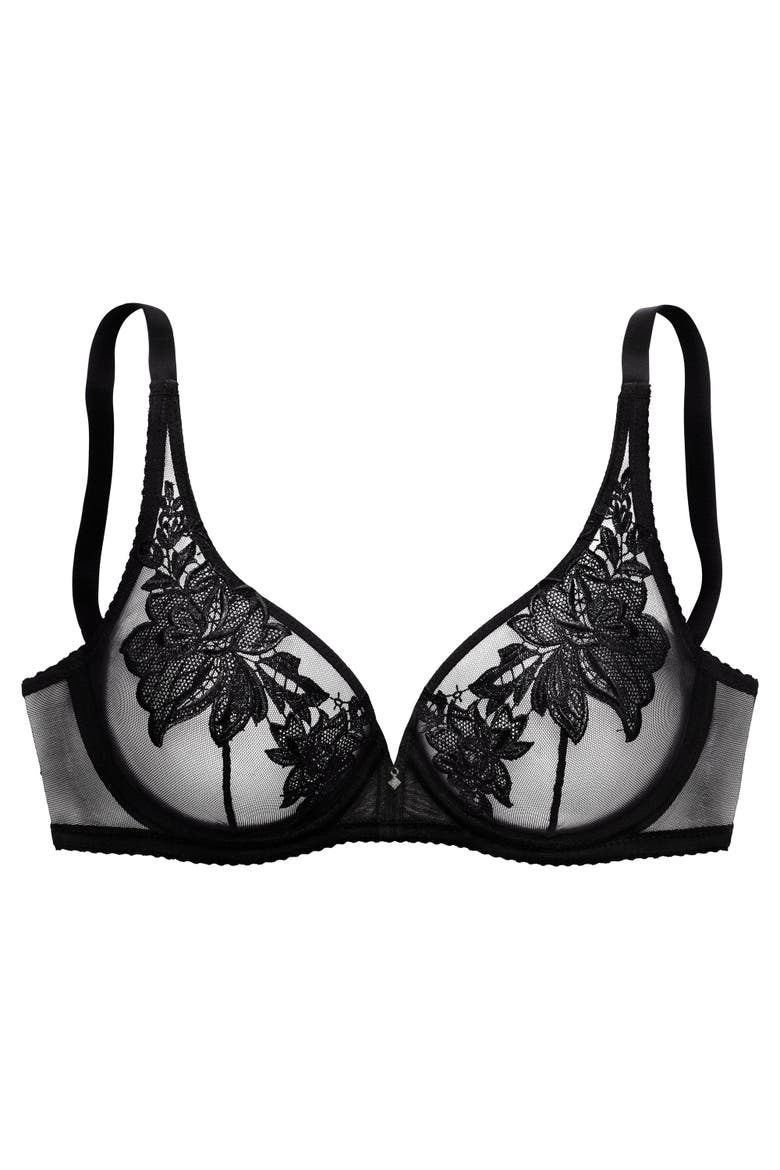 Sheer Underwire Bra, Alternate, color, Black