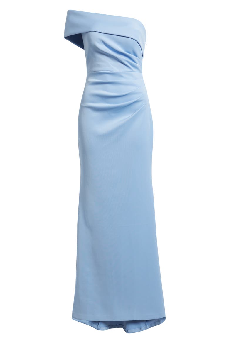 One-Shoulder Ruched Gown, Alternate, color, LAKE