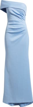 Eliza J One-Shoulder Ruched Gown