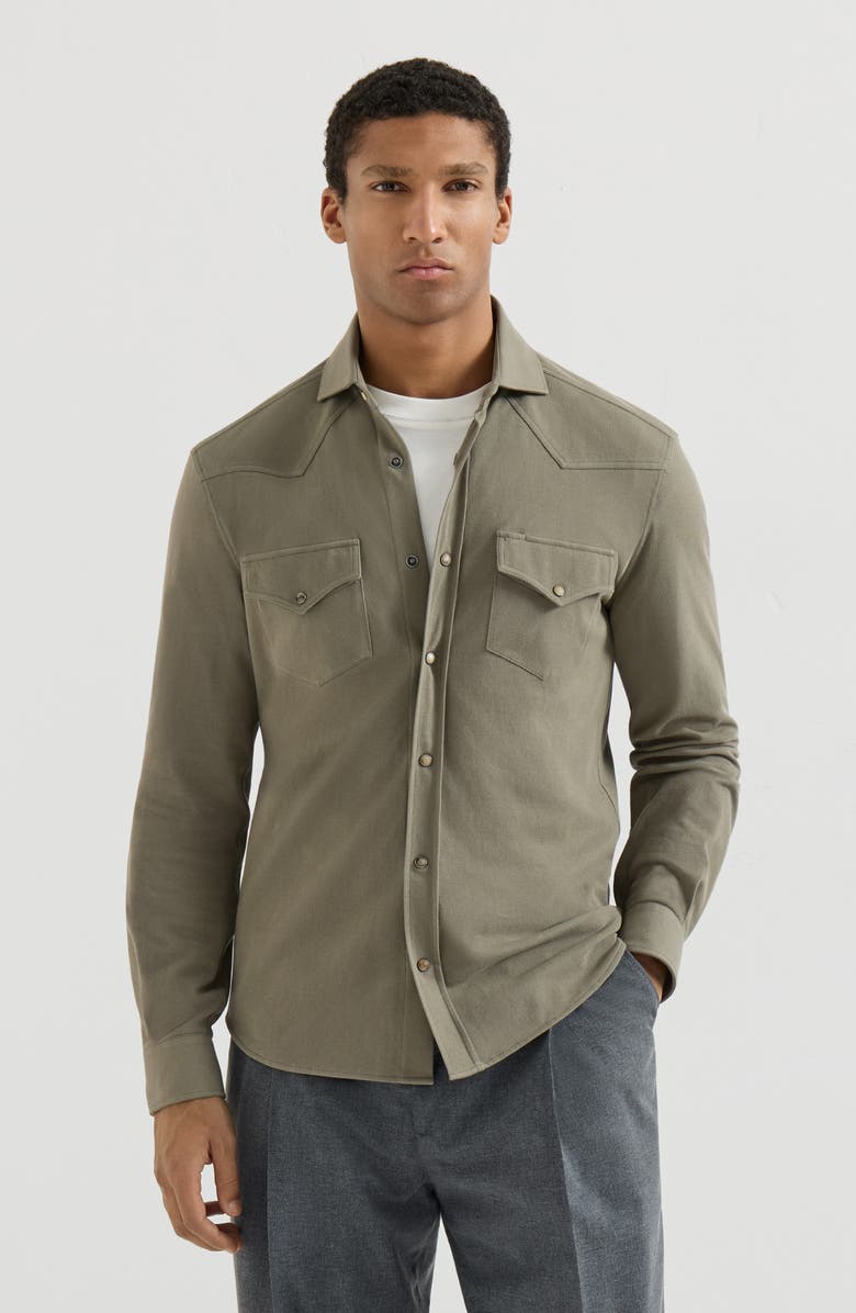 Brunello Cucinelli Piqué shirt, Alternate, color, Military