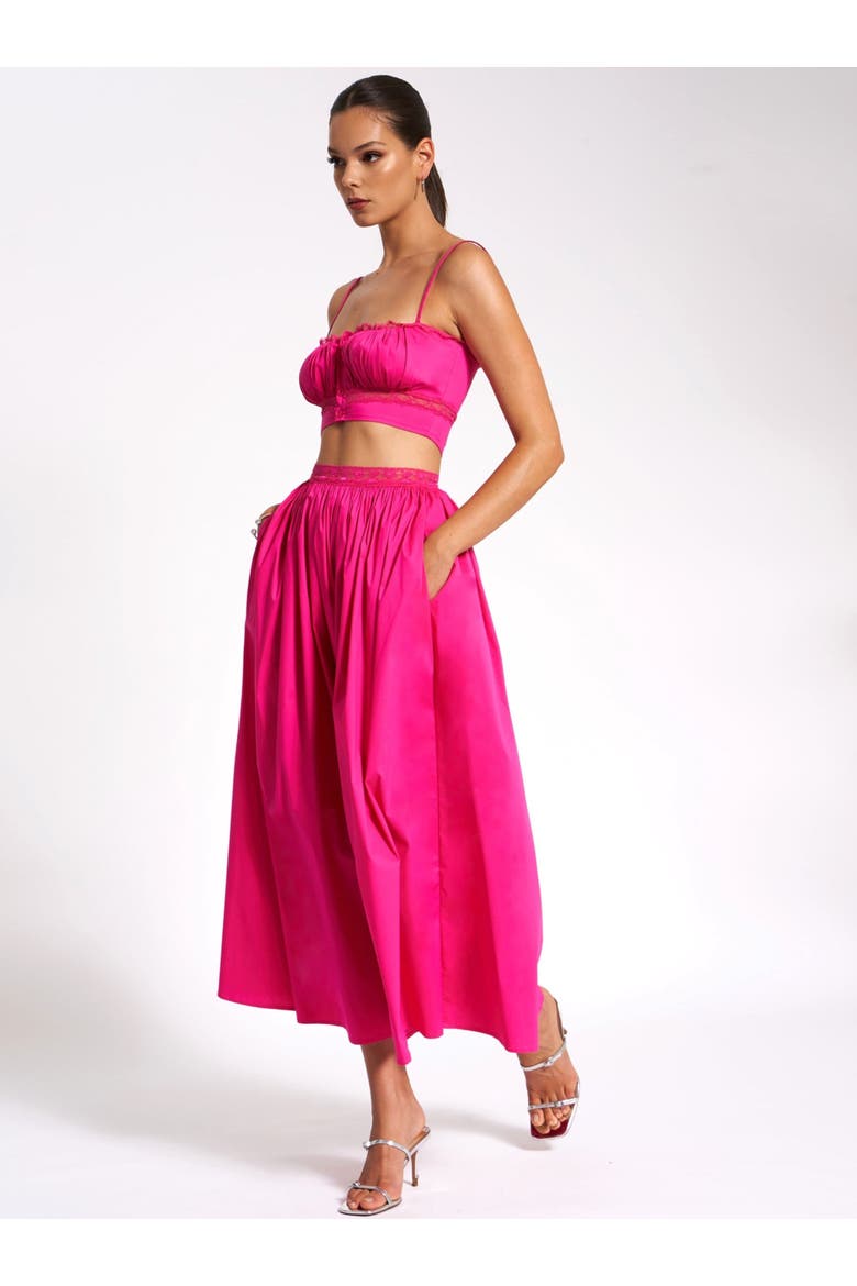 Martha Cotton Poplin Maxi Skirt With Lace Trim, Alternate, color, Fuchsia