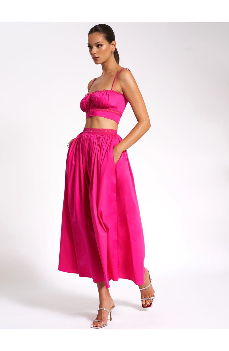 Miss Circle Martha Cotton Poplin Maxi Skirt With Lace Trim, Alternate, color, Fuchsia