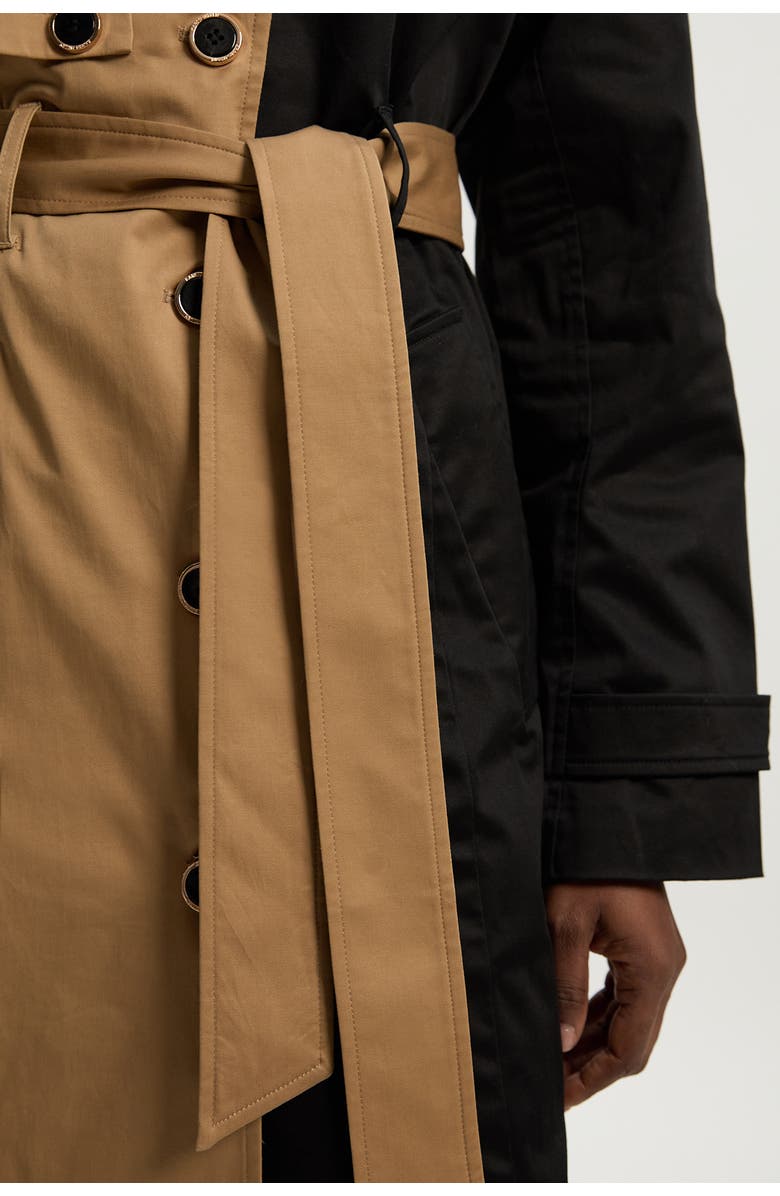 Karen Millen Color Block Belted Tailored Trench Coat, Alternate, color, Camel