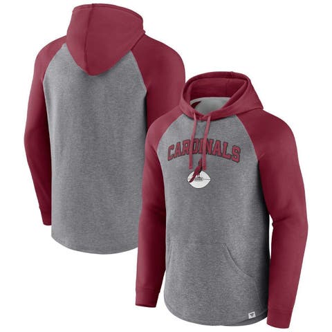 Men's Fanatics Branded Heathered Gray/Cardinal Arizona Cardinals By Design Raglan Pullover Hoodie