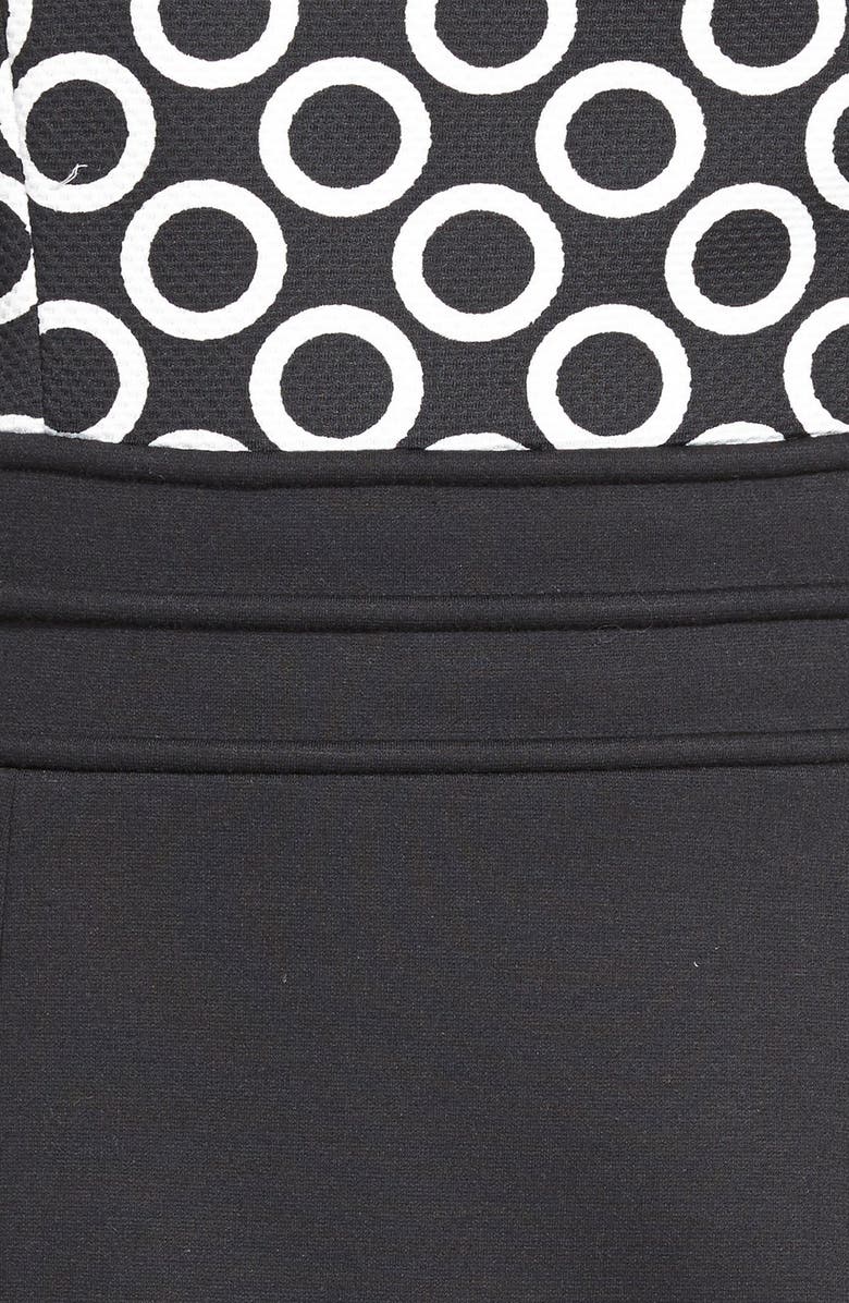 Ellen Tracy Colorblock Piqué & Ponte Sheath Dress, Alternate, color, 