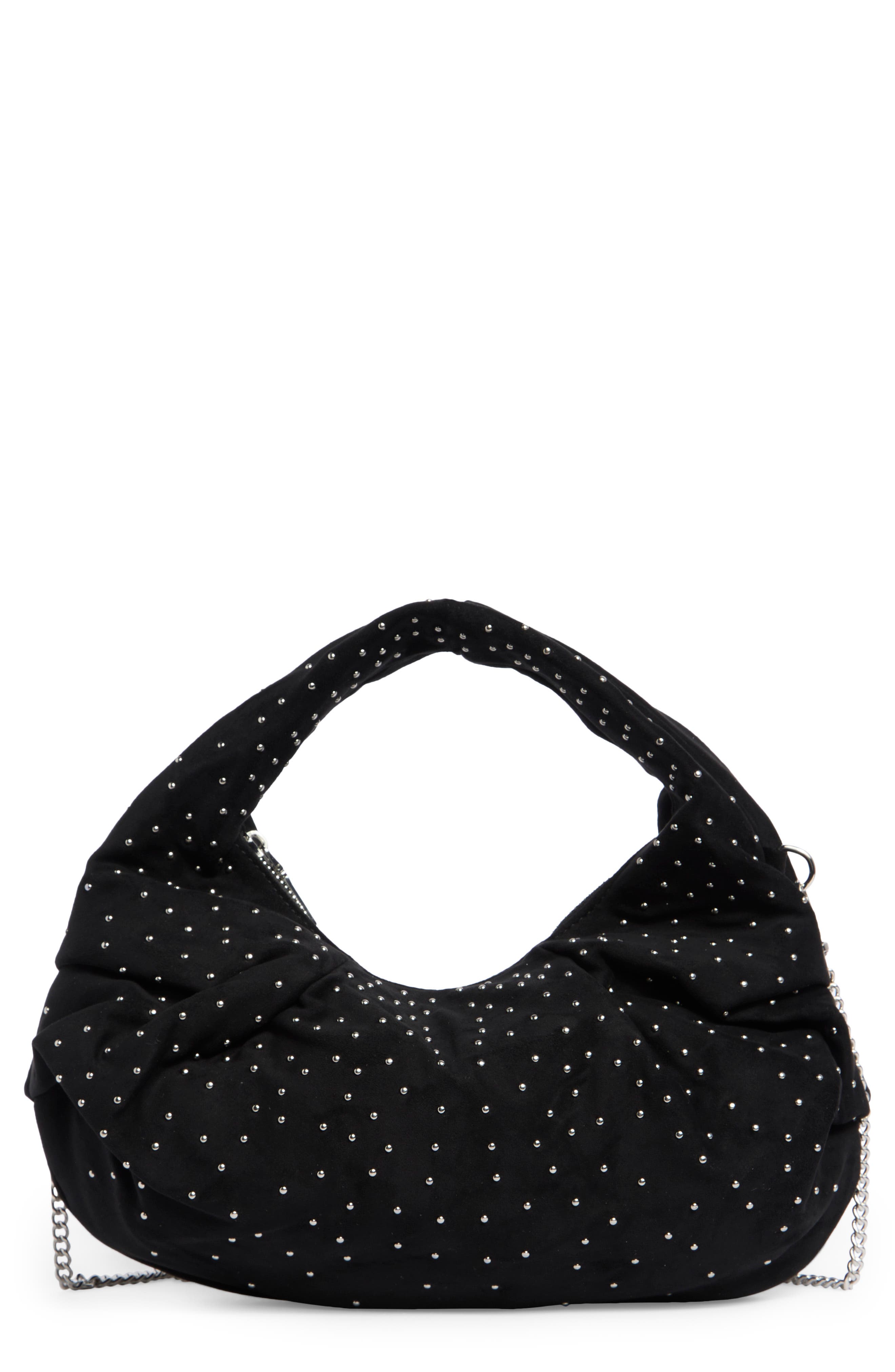 URBAN EXPRESSIONS HANDBAGS Studded Hobo Bag, Main, color, Black