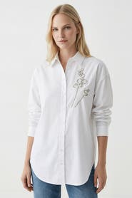 Exquise Bernetta Shirt Collar Long Sleeve Embroidered Shirt