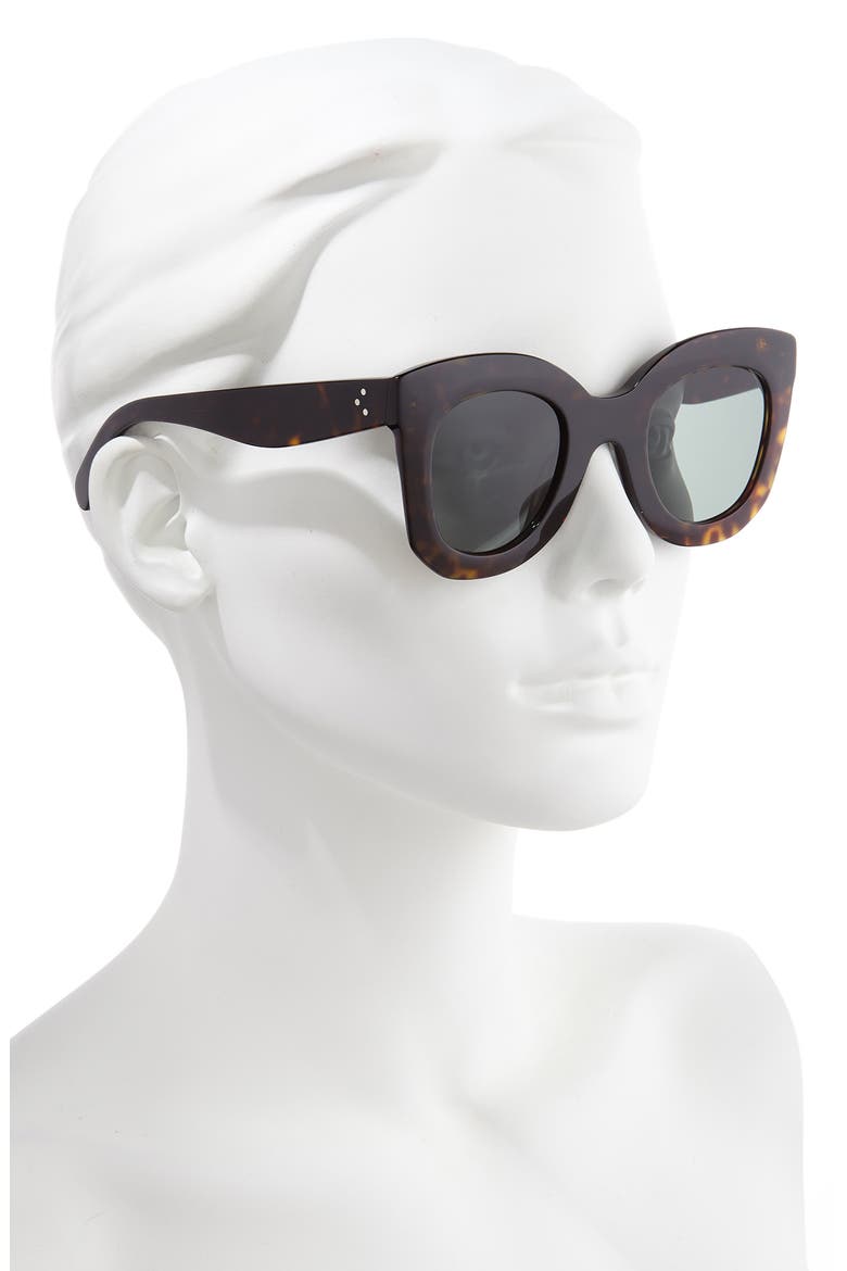 Bold 3 Dots 47mm Cat Eye Sunglasses, Alternate, color, DARK HAVANA/ GREEN