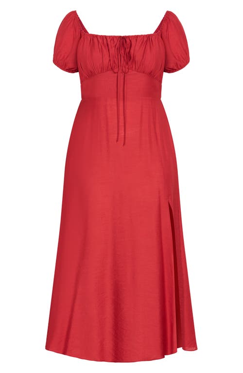 City Chic Abbigail Puff Sleeve Maxi Dress In Red