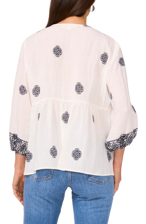 Two By Vince Camuto Tassel Tie Peasant Top In Classic Navy