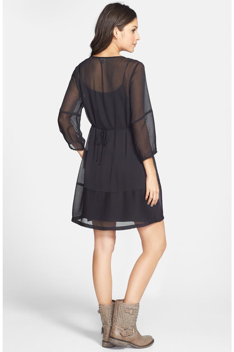 Chiffon Bib Dress, Alternate, color, BLACK