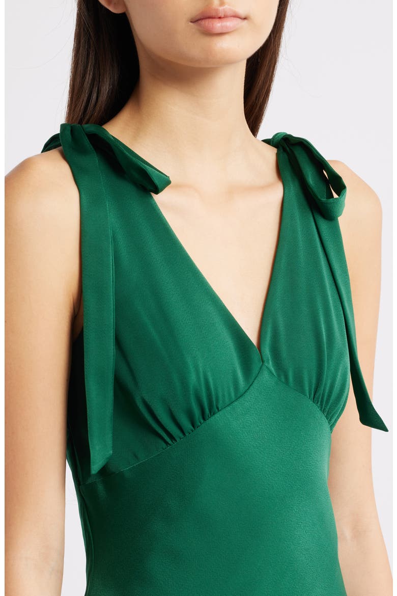 Ottilie Tie Strap Satin Gown, Alternate, color, EMERALD