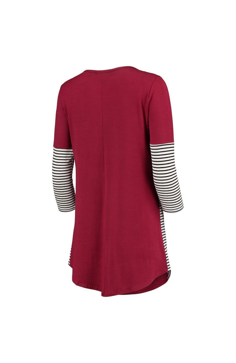 GAMEDAY COUTURE Women's Wine Cleveland Cavaliers Striking in Stripes 3/4 Sleeve Tunic T-Shirt, Alternate, color, 