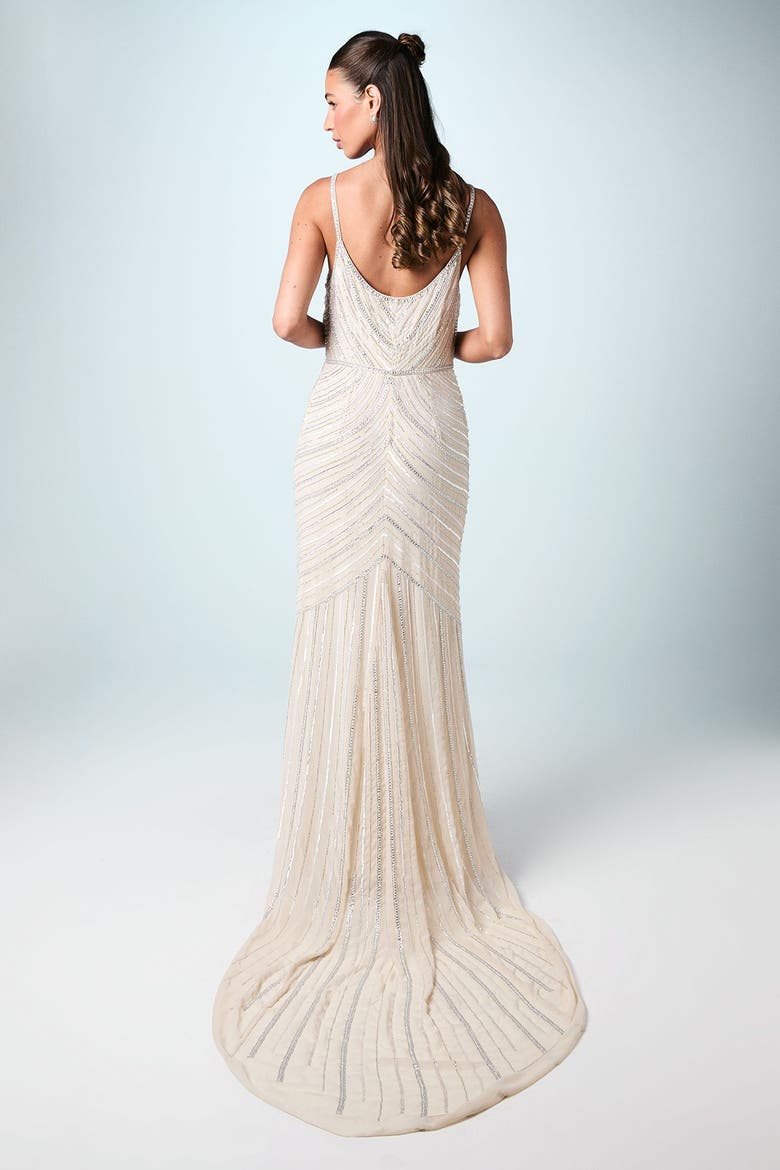 Embellished Strappy Maxi Dress, Alternate, color, Nude
