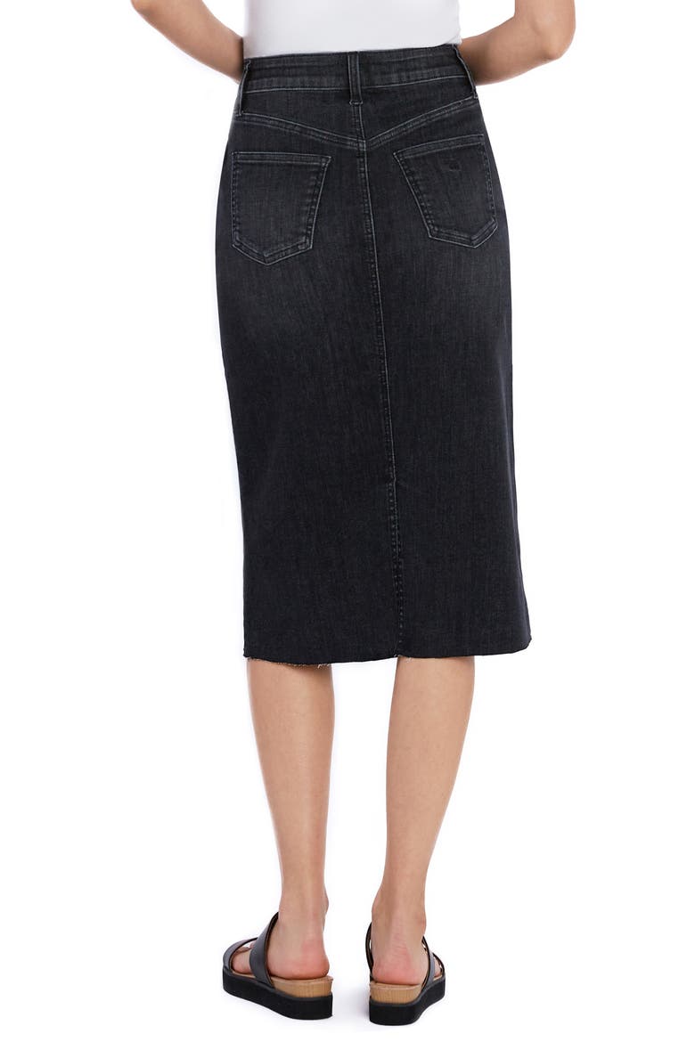 Adore Raw Hem Denim Midi Skirt, Alternate, color, DEEP GREY