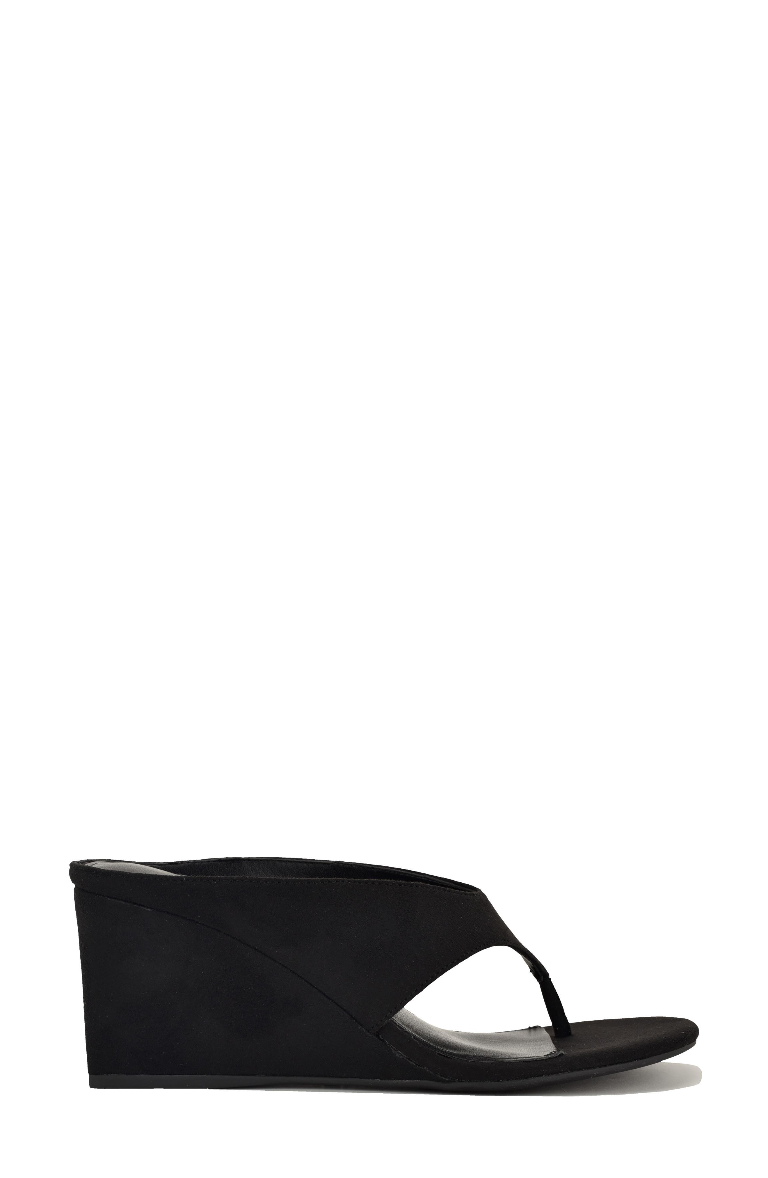 Nine West Jadde Wedge Sandal, Alternate, color, Black