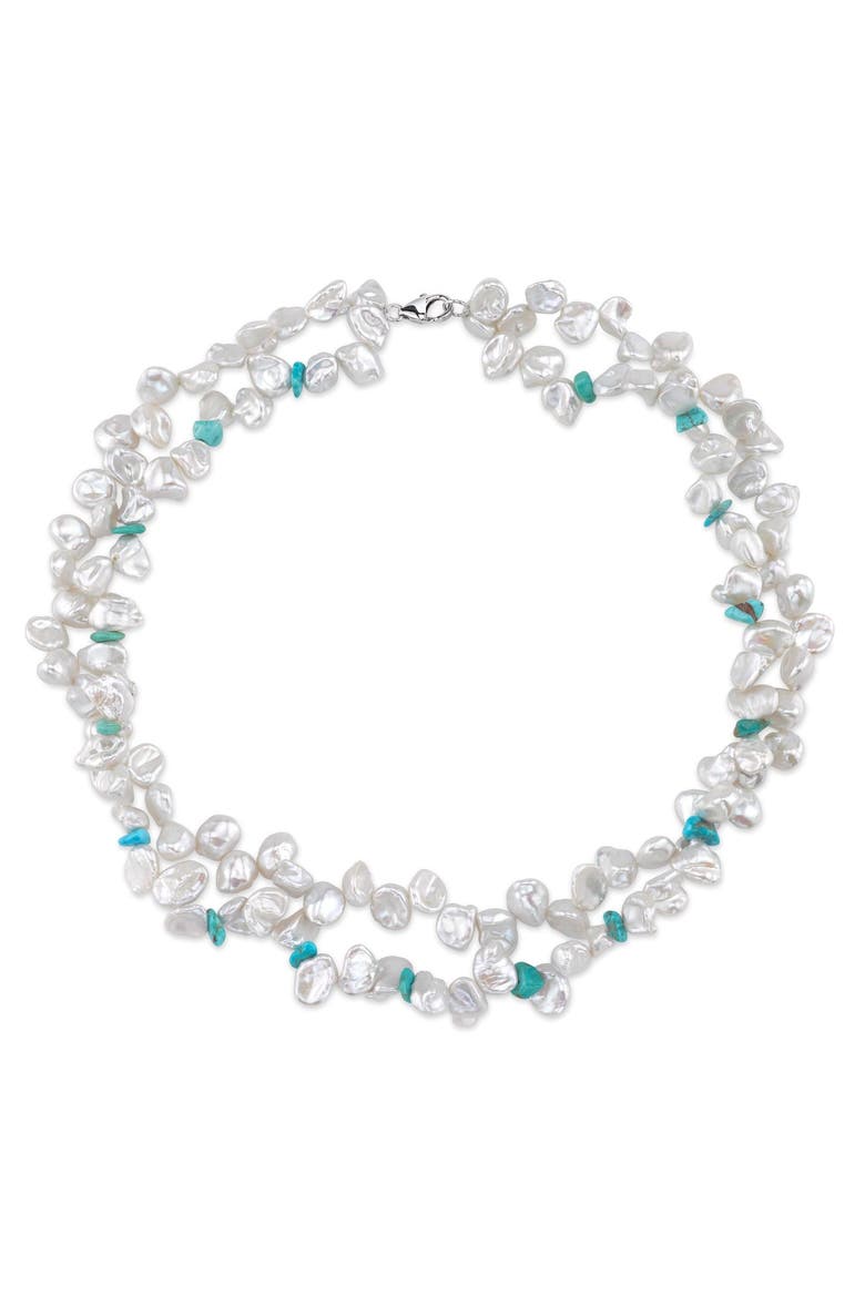 9-10mm Double Twisted White Freshwater Keshi Pearl Necklace, Main, color, White Pearl