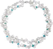 The Pearl Source 9-10mm Double Twisted White Freshwater Keshi Pearl Necklace