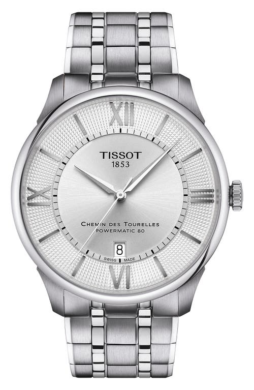 Tissot Chemin Des Tourelles Powermatic 80 Bracelet Watch, 42mm In Silver