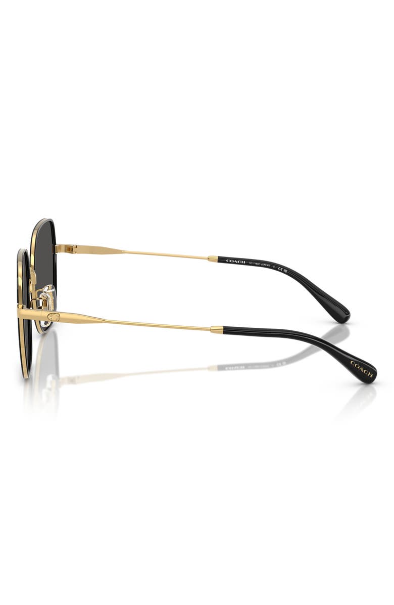 COACH 57mm Irregular Round Sunglasses, Alternate, color, Shiny Gold / Black / Grey