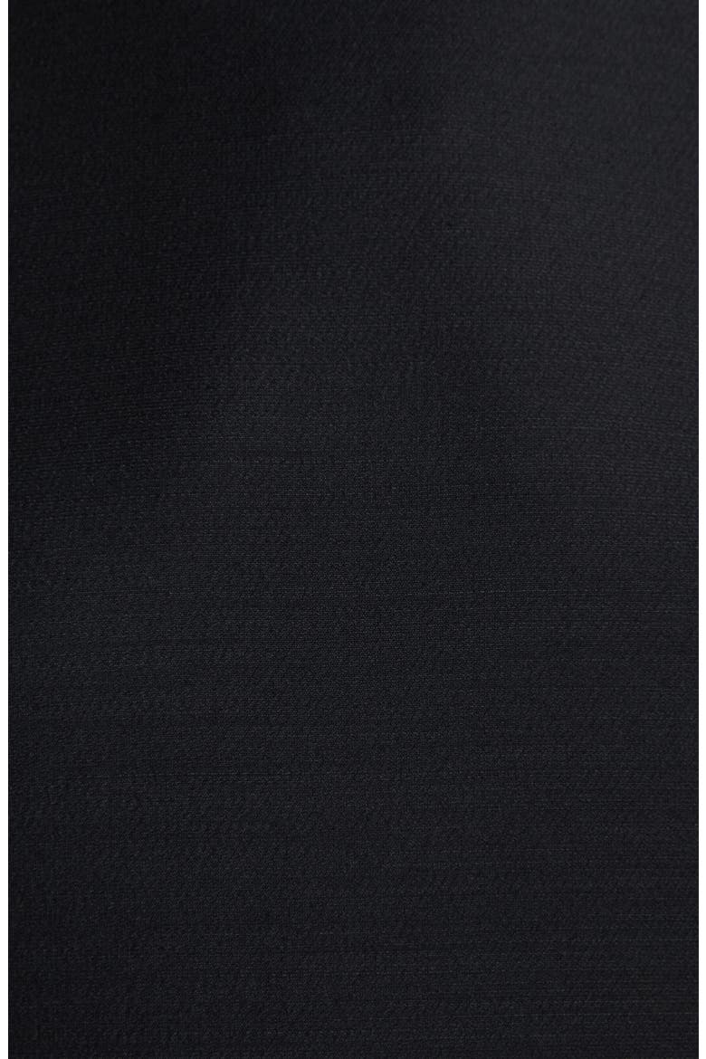 Feather Trim Crepe Couture Shift Dress, Alternate, color, BLACK