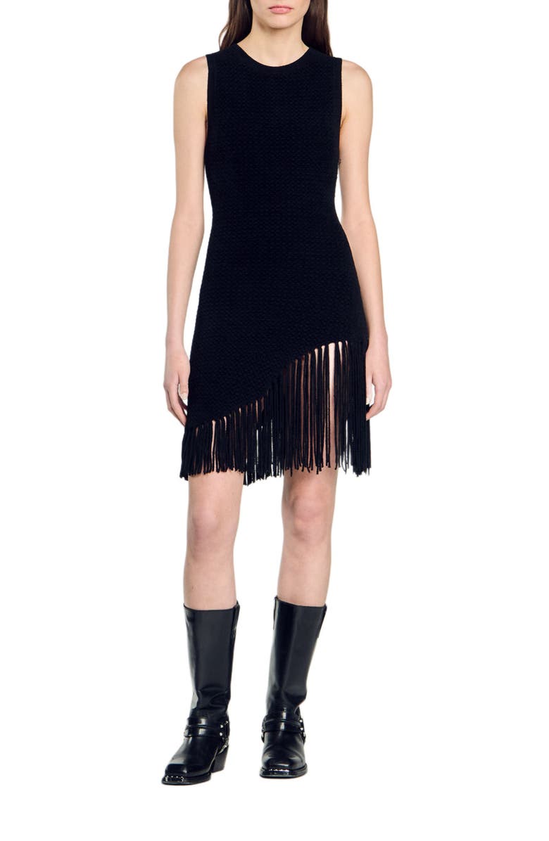 SANDRO Short fringed dress, Main, color, 