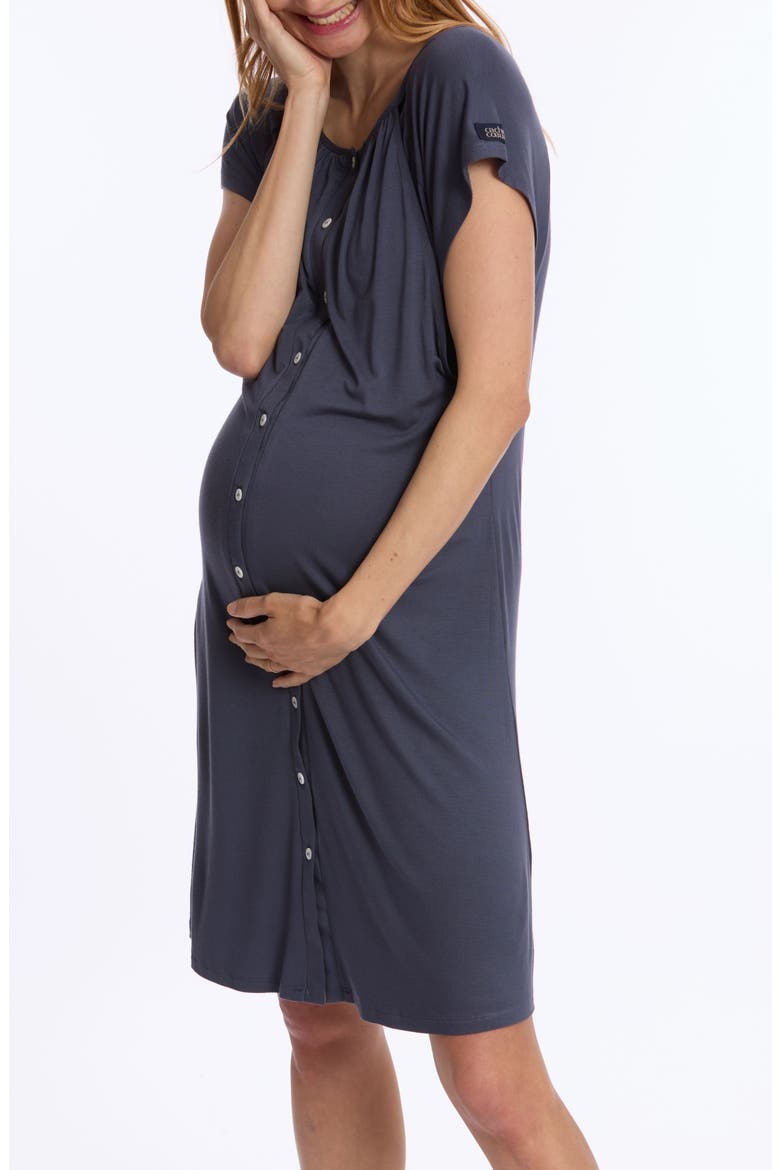Louna Maternity and Nursing Nightdress, Alternate, color, MIDNIGHT BLUE