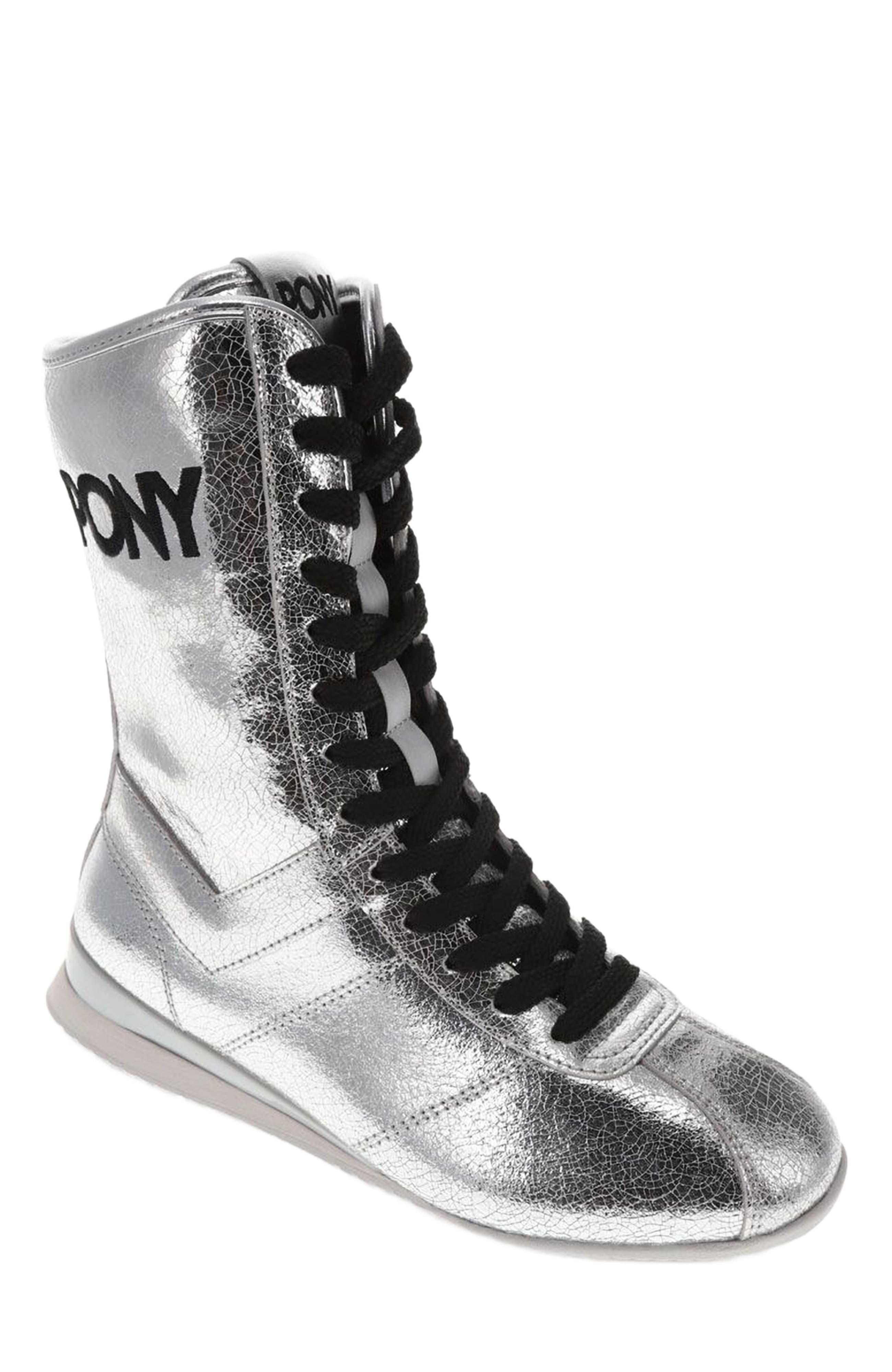 PONY KO-80 High Vintage Metallic Sneakers, Main, color, 