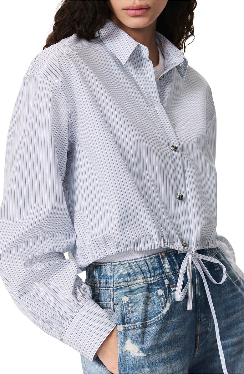 rag & bone Georgie Stripe Poplin Shirt, Alternate, color, Fog Stripe