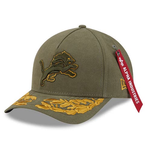 Men's New Era x Alpha Industries  Olive Detroit Lions A-Frame 9FORTY Adjustable Hat