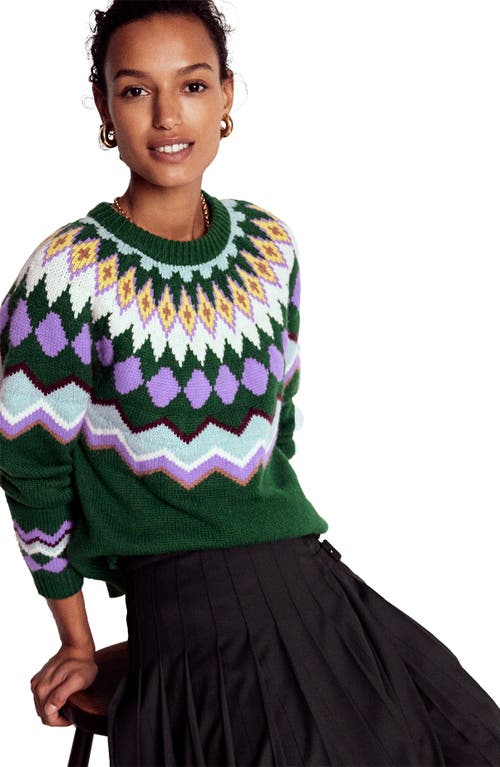 Boden Adele Fair Isle Wool, Cotton & Alpaca Blend Sweater In Green