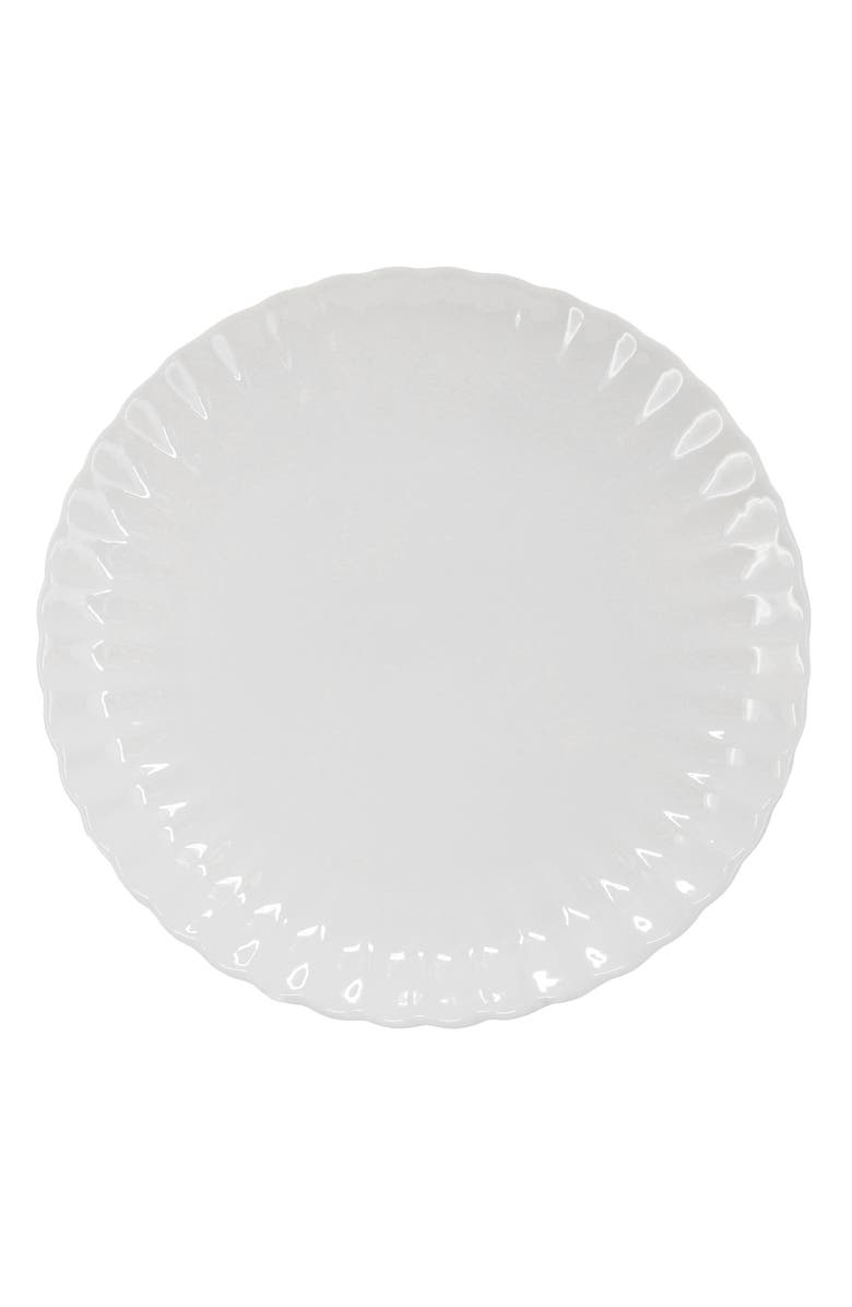 Elama Jane 16 Piece Scalloped Double Bowl Porcelain Dinnerware Set, Alternate, color, White