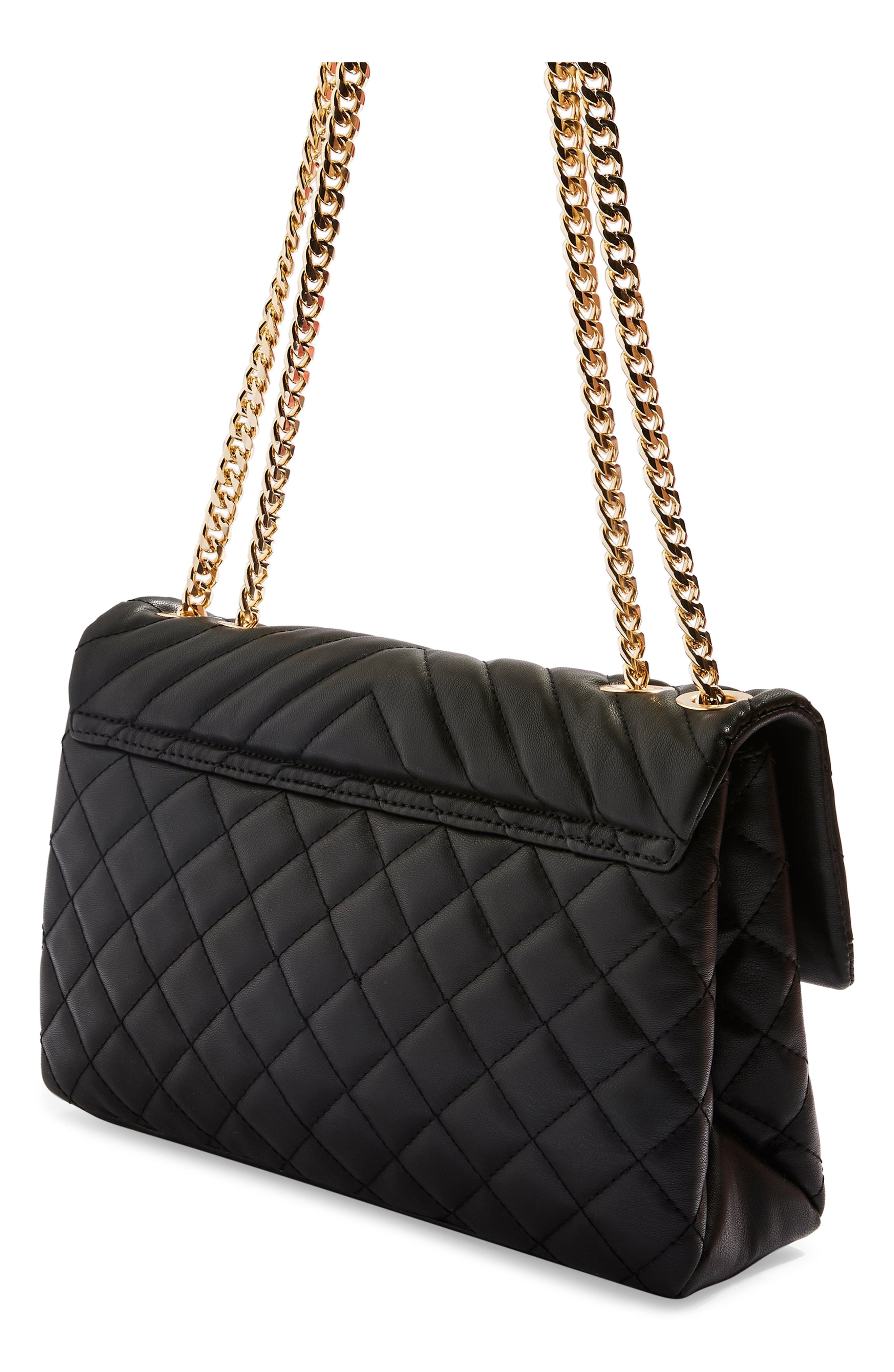 Topshop Panther Quilted Faux Leather Shoulder Bag, Alternate, color, 