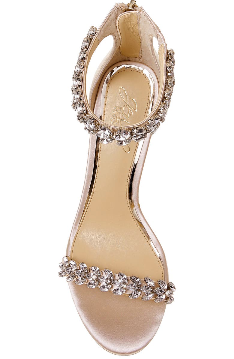 Jewel Badgley Mischka Jewel by Badgley Mischka Mayra Embellished Ankle Strap Sandal, Alternate, color, Champagne Satin