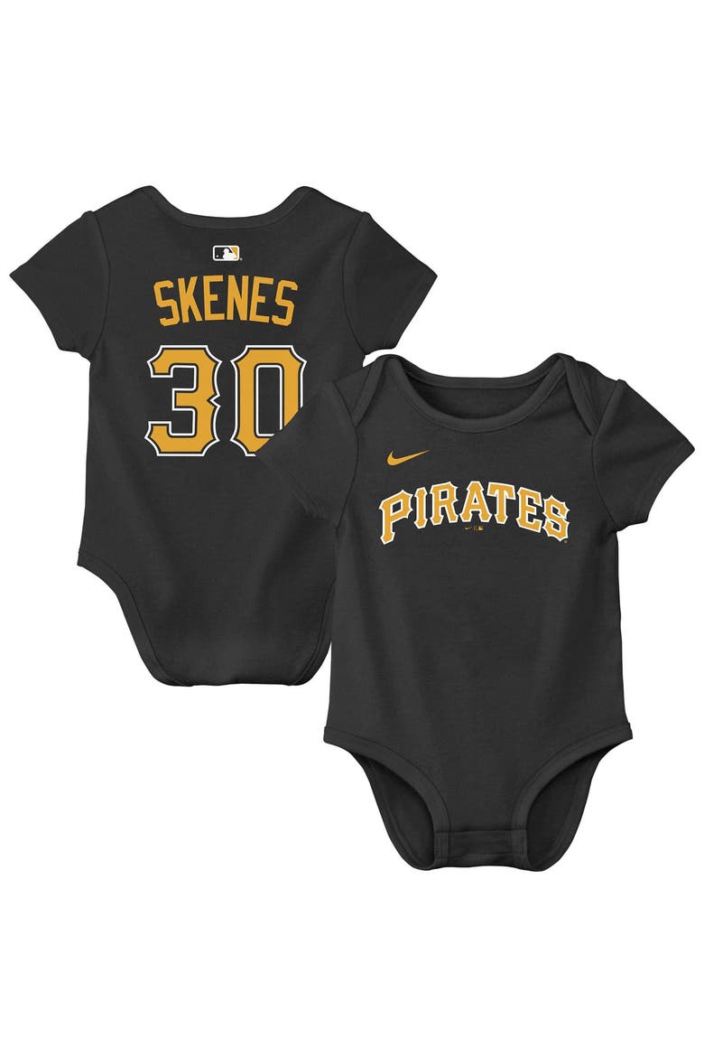 Newborn & Infant Nike Paul Skenes Black Pittsburgh Pirates Name & Number Bodysuit, Main, color, Black
