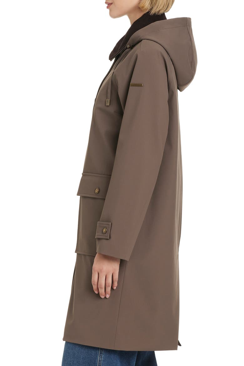 Contrast Collar Longline Raincoat, Alternate, color, ANTIQUE TAUPE