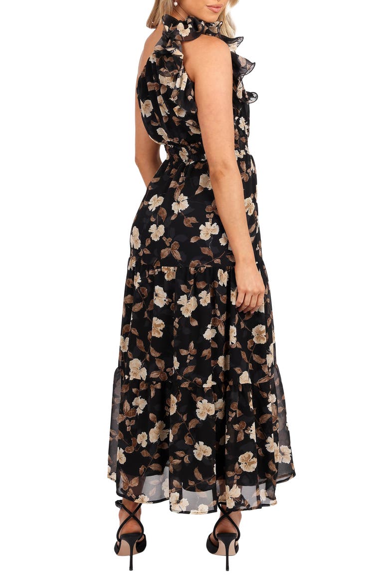 Layley Floral Print One-Shoulder Maxi Dress, Alternate, color, BLACK FLORAL