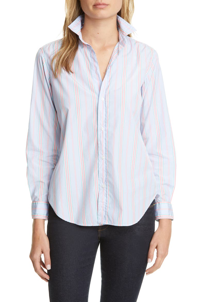 Multi Stripe Button-Up Shirt, Main, color, BLUE PINK JADE STRIPE