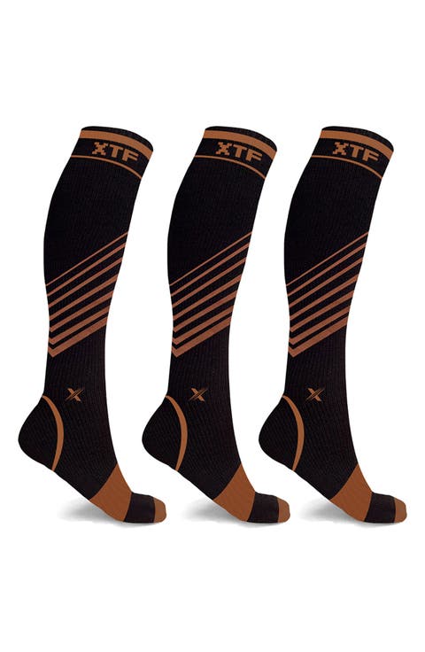 3-Pack Copper Infused Ankle Length Compression Socks
