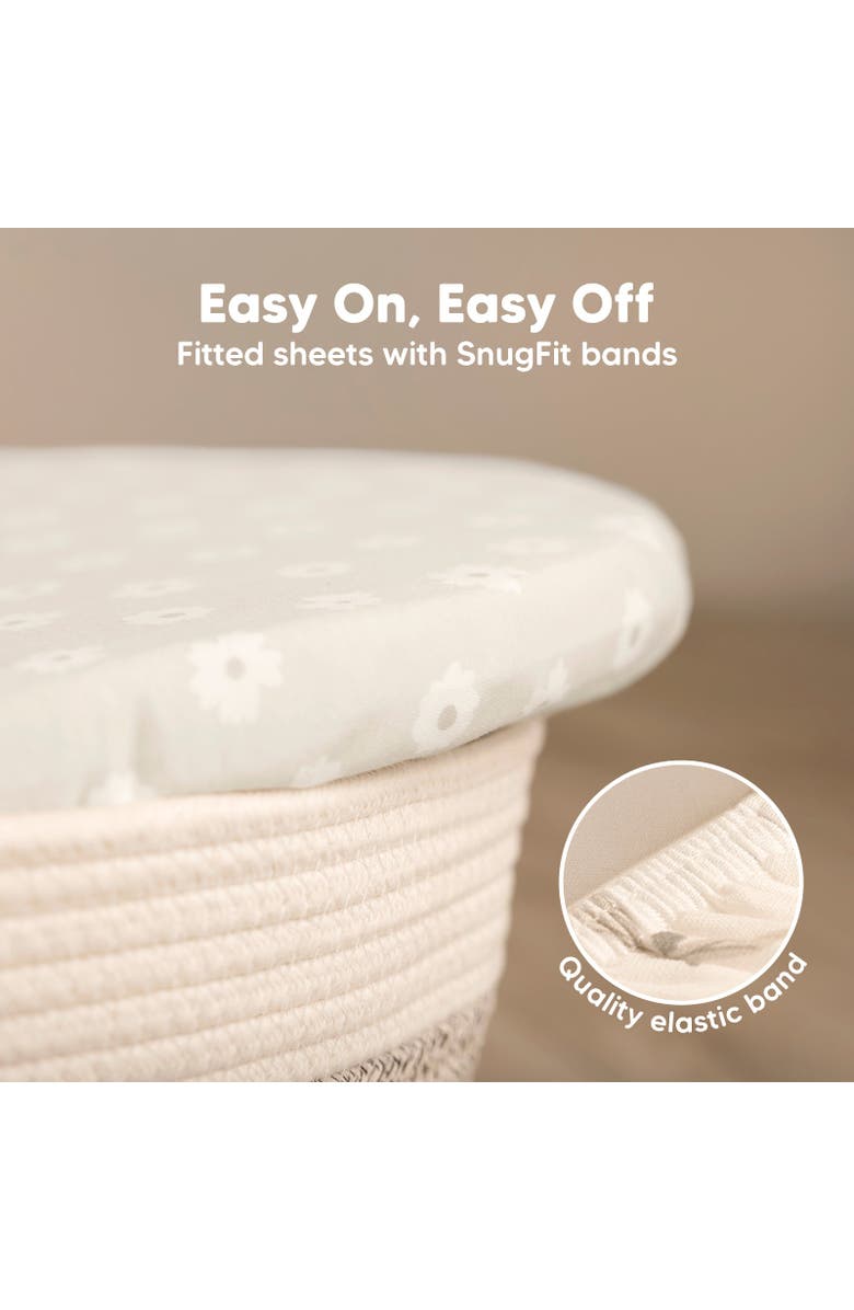 KeaBabies 2-Pack Soothe Fitted Bassinet Sheets, Alternate, color, Meadow